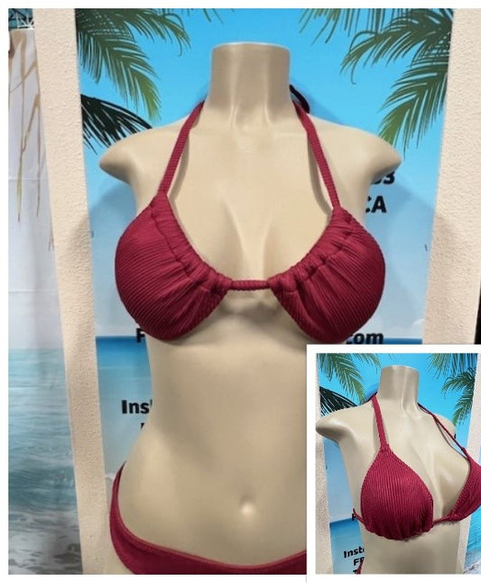 Lyla Triangle Top Brown Berry Ribbed