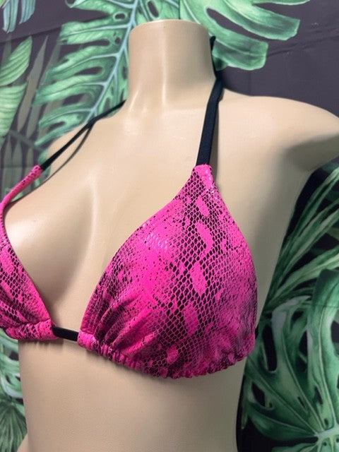 FINAL SALE Lyla Triangle Top Hot Pink Black Anaconda
