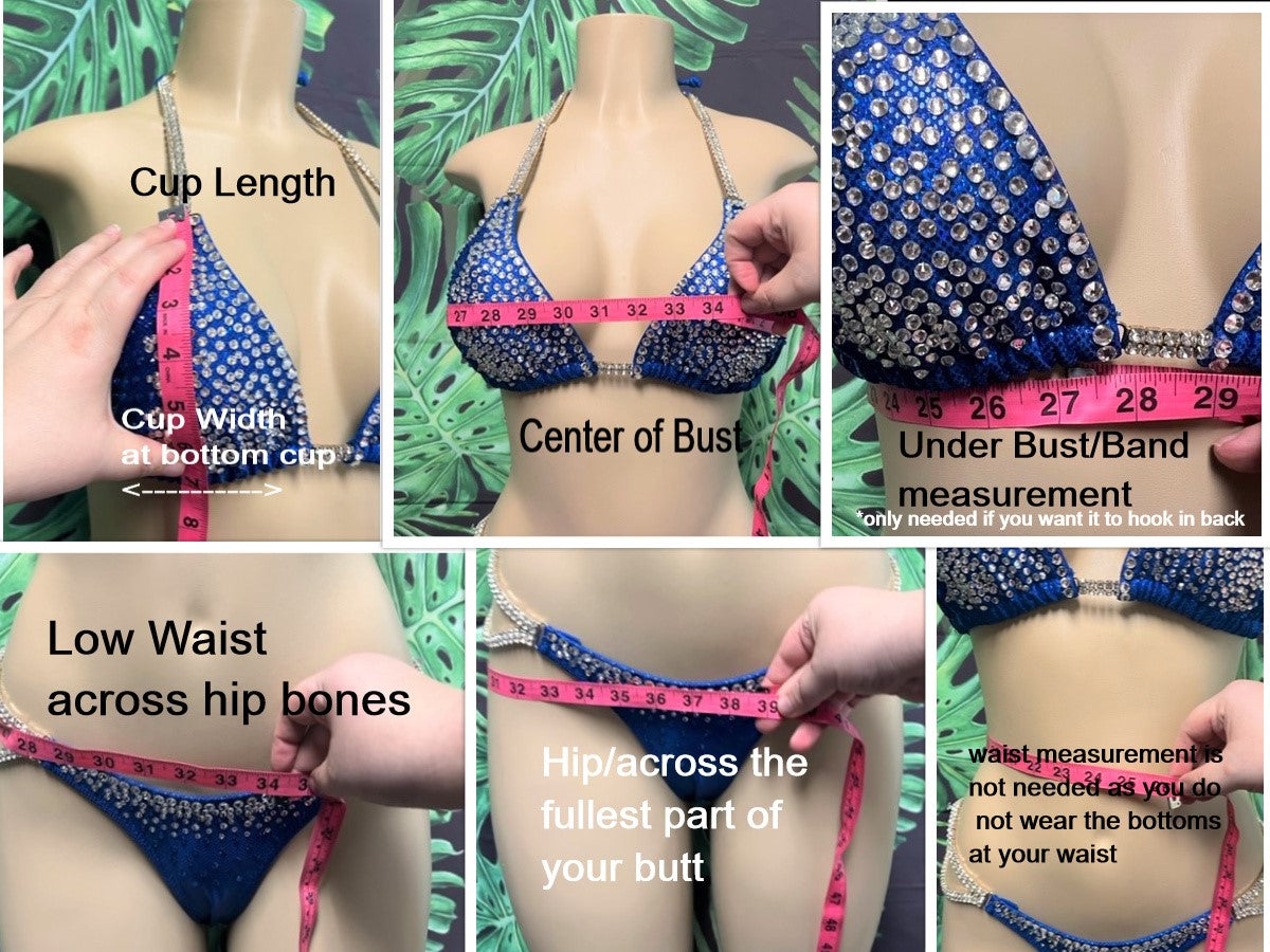 Competition Bikini SET Pro Top and Fever Pro Bottoms Blue Scales