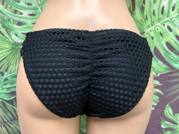 Paradise Bikini Bottoms Black on Black Crochet Net