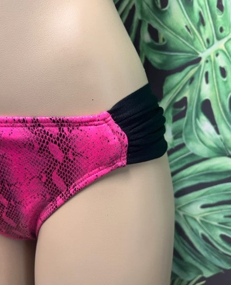 FINAL SALE Paradise Bikini Bottoms Hot Pink Black Anaconda