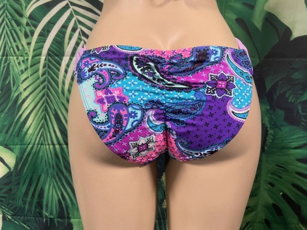 Paradise Bikini Bottoms Purple Paisley Dots