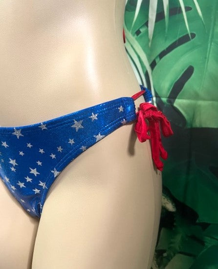 2024 Thong Bottoms with Tie Sides Patriotic TINY Stars