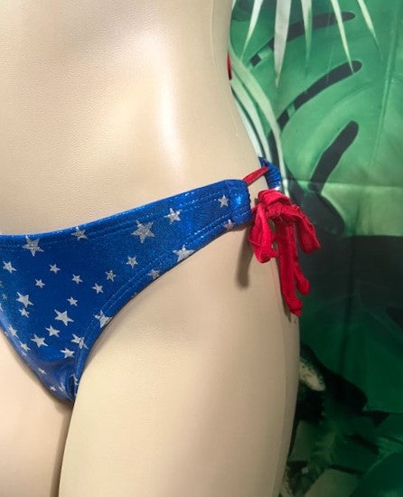 Thong Bottoms with Tie Sides Patriotic TINY Stars