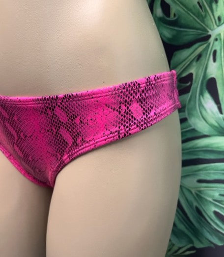FINAL SALE Tonga Bikini Bottoms Hot Pink Black Anaconda
