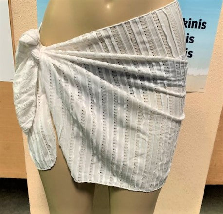 Wrap Skirt Cover Up Sarong White Stripes Crochet Net