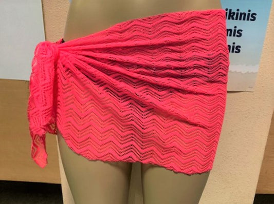 Wrap Skirt Cover Up Sarong Bright Pink Crochet Net