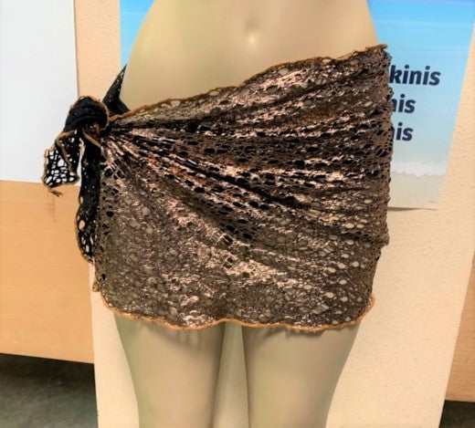 Wrap Skirt Cover Up Sarong Rose Gold Metallic Crochet Net