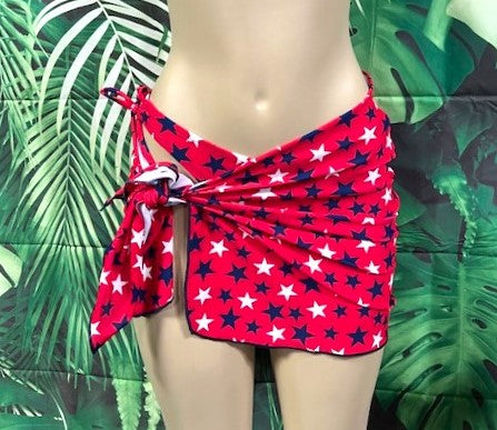 Wrap Skirt Cover Up Sarong Patriot Red Stars