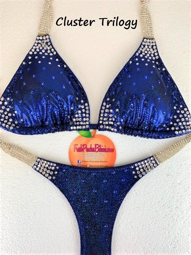 Sapphire with Trilogy Cluster Crystal Design Competition Bikini SET Pro Top and Fever Pro Bottoms