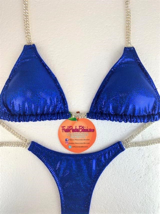 Competition Bikini SET Pro Top and Fever Pro Bottoms Royal Blue Sparkle