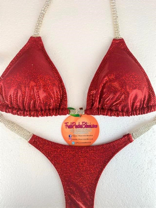 Competition Bikini SET Pro Top and Fever Pro Bottoms Ruby Slippers