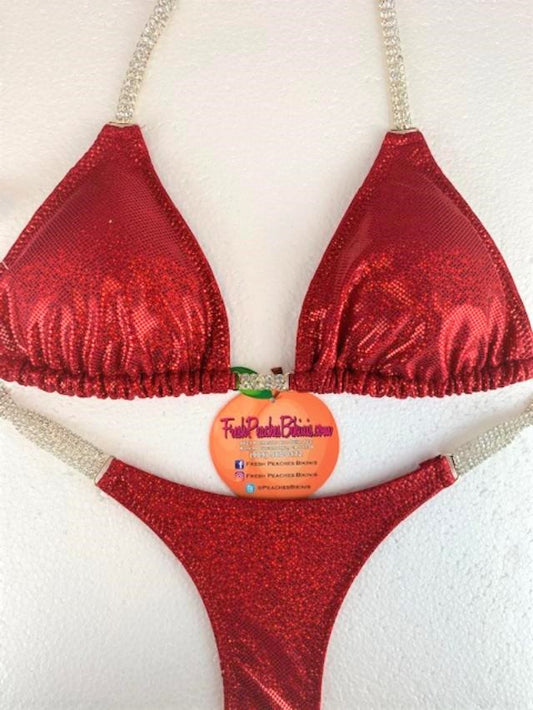 Competition Bikini SET Pro Top and Butterfly Pro Bottoms Ruby Slippers