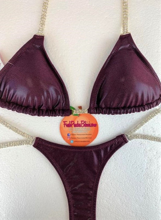 Competition Bikini SET Pro Top and Butterfly Pro Bottoms Vampire Burgundy