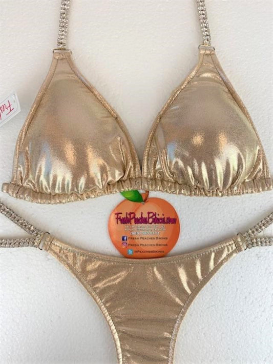 Competition Bikini SET Pro Top and Butterfly Pro Bottoms Champagne
