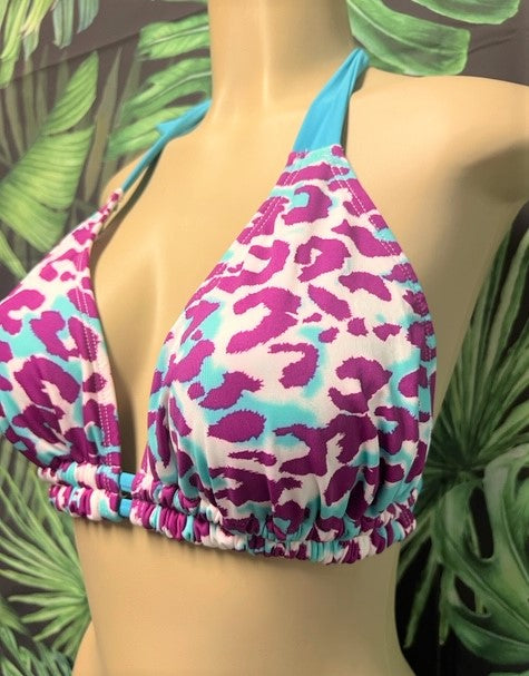 SALE Lola Double String Bikini Top Berry Leopard