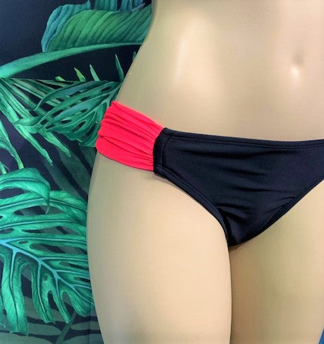 SALE Paradise Bikini Bottoms Pop of Color Black and Coral