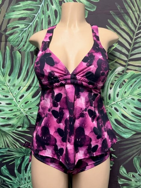 Bobbie Tankini Top Plum Floral