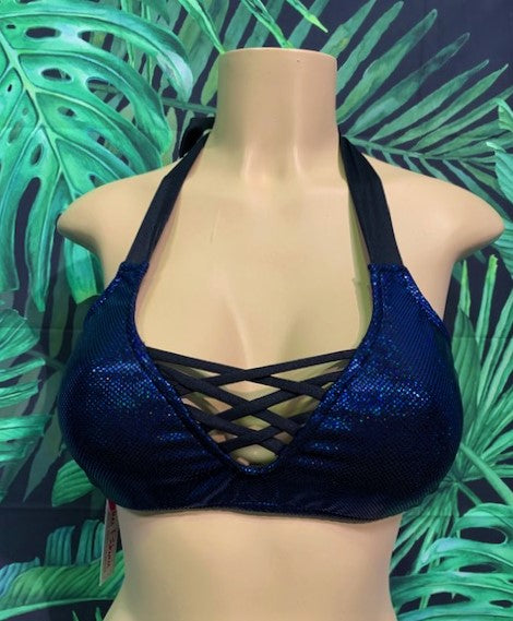 Britney Halter Sapphire Blue Black Hologram