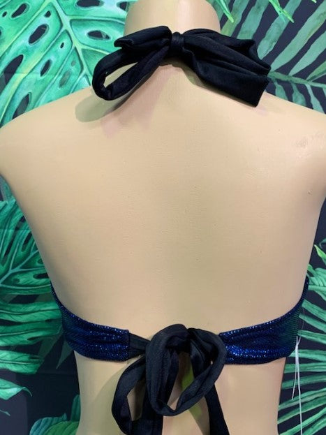 SALE Britney Halter Sapphire Blue Black Hologram