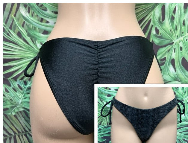 Cabo Tie Side Bottoms Black Grey Anaconda