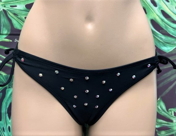 Black Cabo Bottoms with Scatter Clear AB Crystals