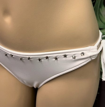 Cabo Bottoms White with Clear Crystals