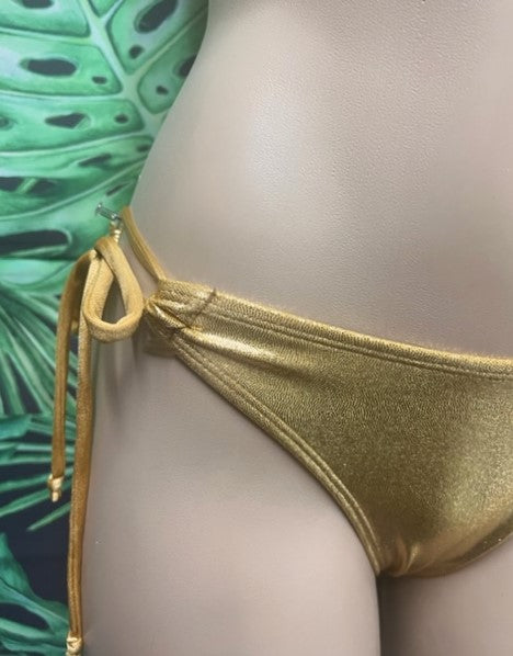 Cabo Tie Side Bottoms Gold Metallic