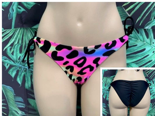 Cabo Tie Side Bottoms Rainbow Leopard