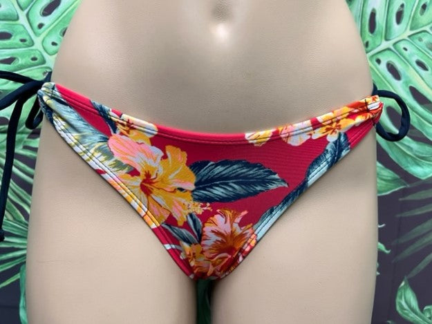 Cabo Tie Side Bottoms Bright Red Tropical