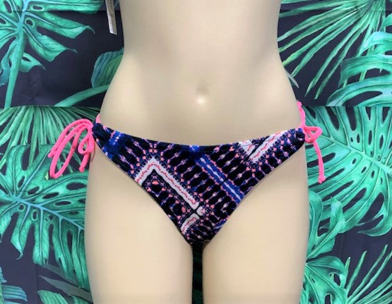 SALE Cabo Tie Side Bottoms Navy Coral Pink Tribal