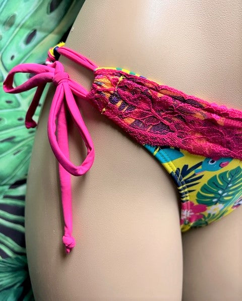 SALE Cabo Tie Side Bottoms Yellow Pink Tropical