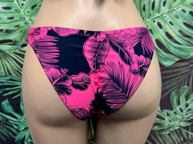 Cali Bottoms Pink Black Hibiscus