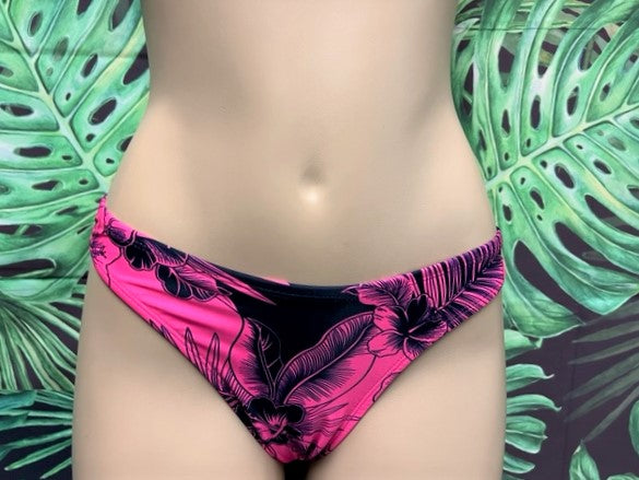 Cali Bottoms Pink Black Hibiscus