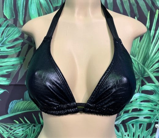 Lola Double String Bikini Top Black Cobra