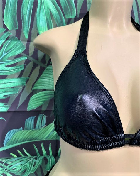 Lola Double String Bikini Top Black Cobra