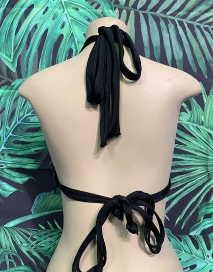 Lola Double String Bikini Top Black Cobra