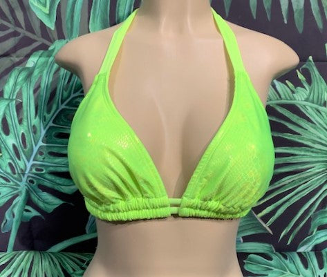 Lola Double String Bikini Top Neon Yellow Cobra