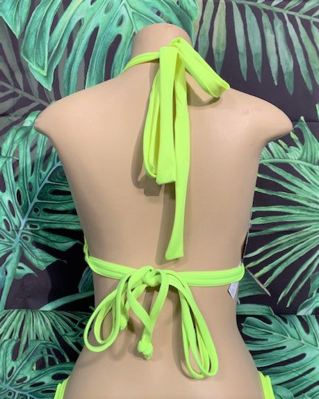 Lola Double String Bikini Top Neon Yellow Cobra