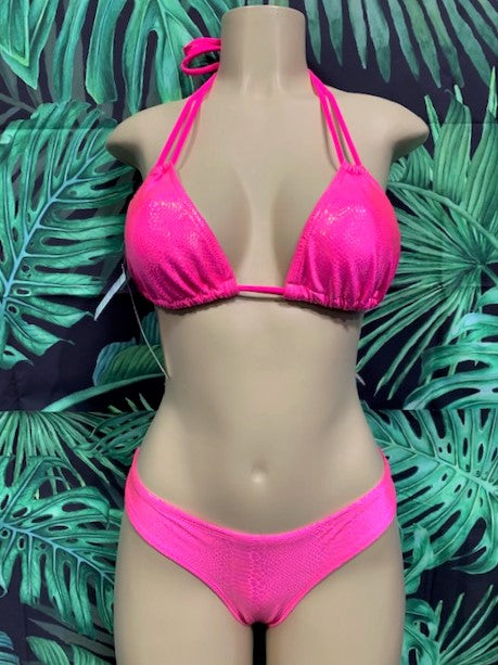 Tonga Bikini Bottoms Neon Pink Cobra