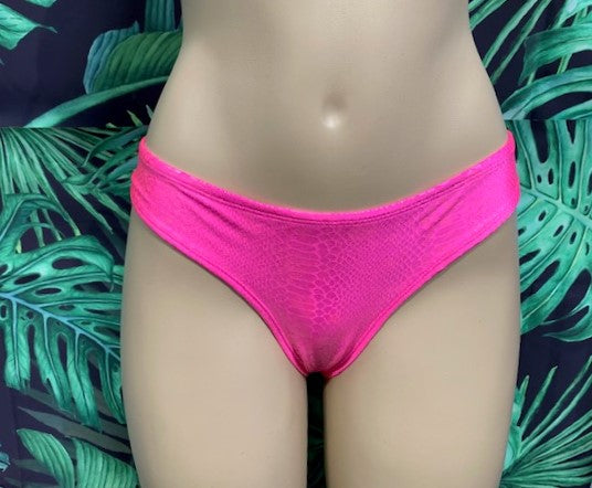 Tonga Bikini Bottoms Neon Pink Cobra