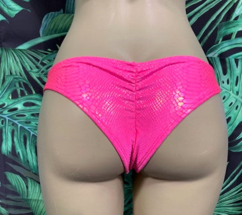 Tonga Bikini Bottoms Neon Pink Cobra