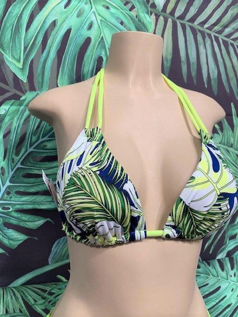 Layla Triangle Top Blue Yellow Palms