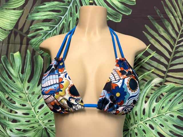 Layla Triangle Top Blue Sugar Skulls