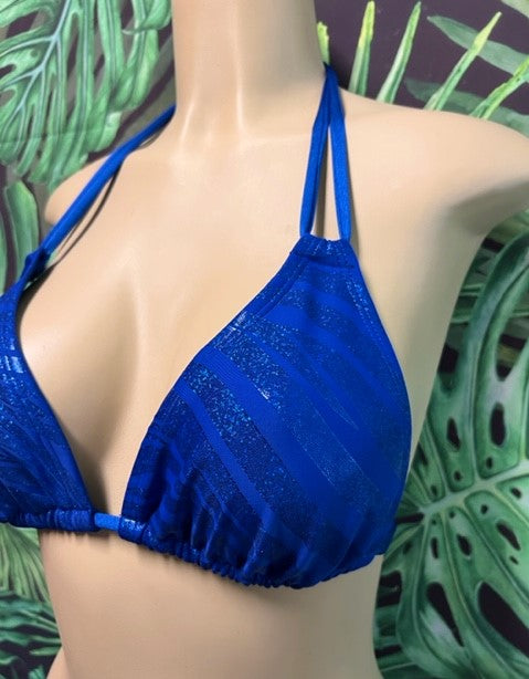 Layla Triangle Top Sapphire Blue Zebra Metallic