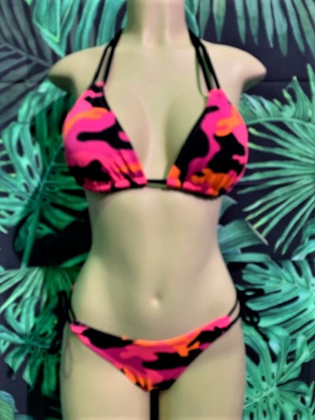 Layla Triangle Top Hot Pink Camo