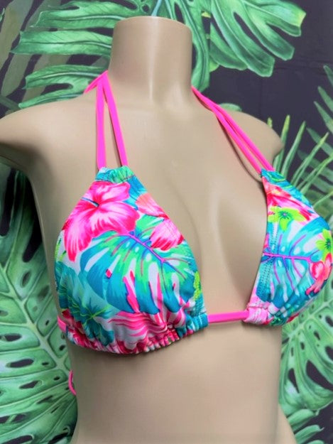 Layla Triangle Top Neon Pink Tropical