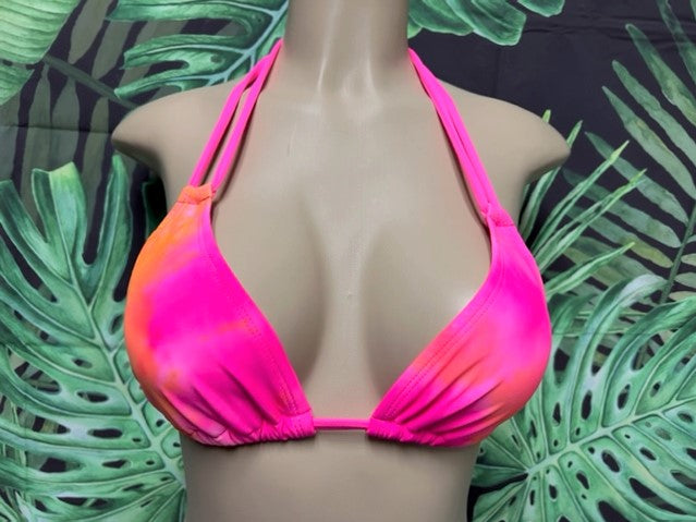 Layla Triangle Top Neon Pink Orange Tie Dye