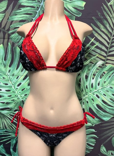 Cabo Tie Side Bottoms Skulls with Lace