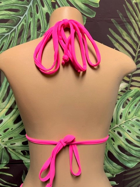 Layla Triangle Top Pink Turquoise Tie Dye